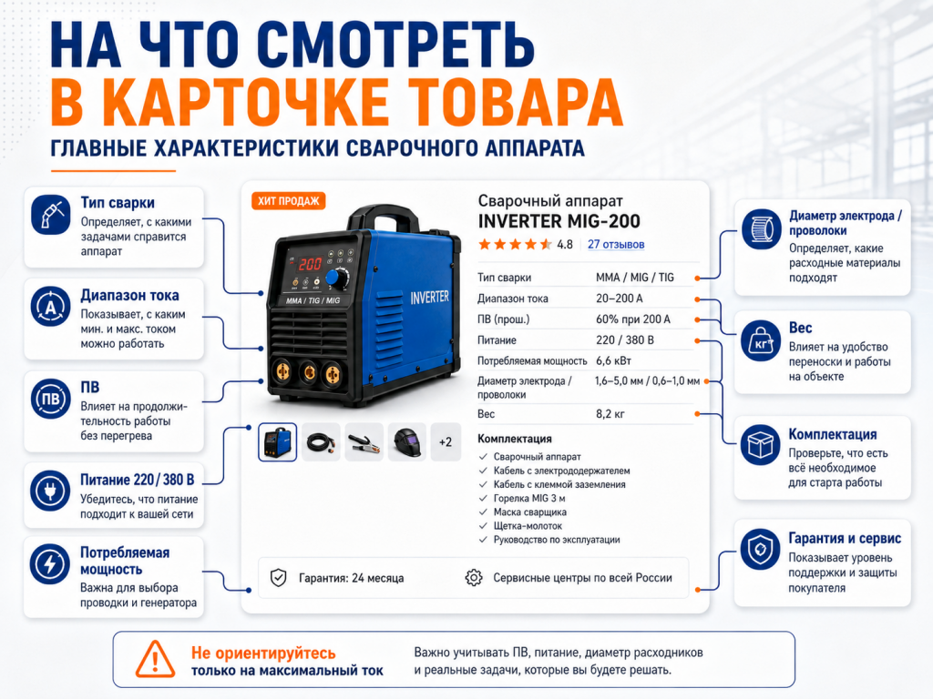 Какие характеристики смотреть в карточке сварочного аппарата Какие характеристики смотреть в карточке сварочного аппарата