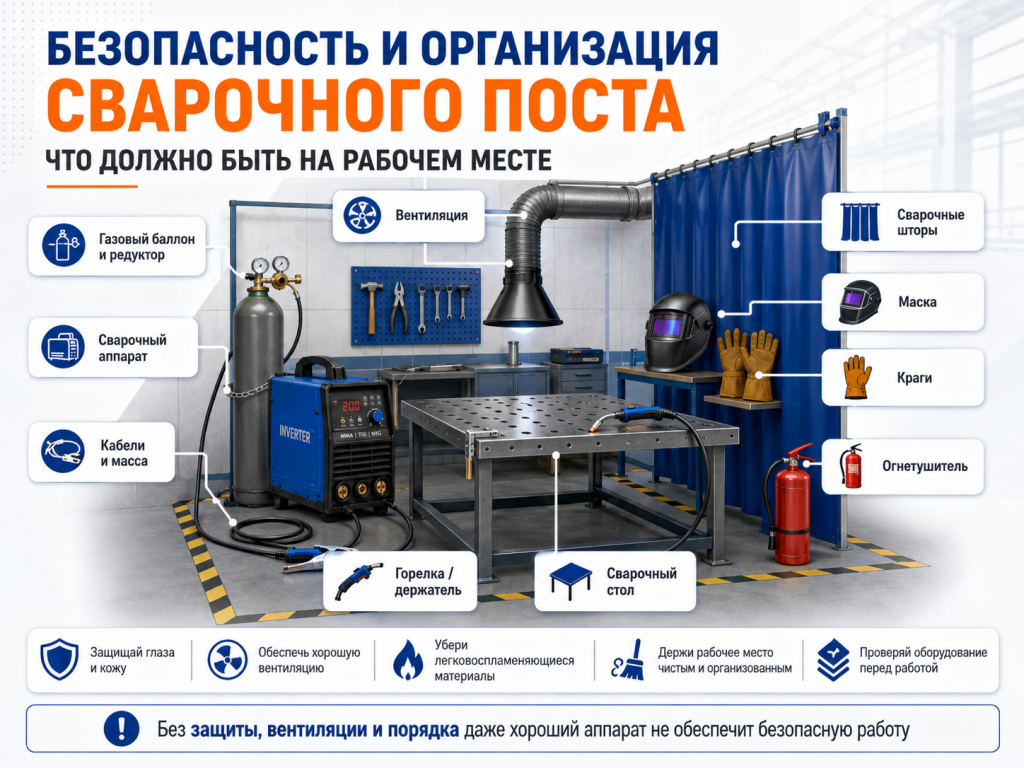 Схема безопасной организации сварочного поста Схема безопасной организации сварочного поста