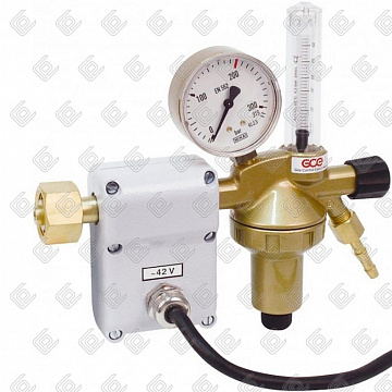 Регулятор DIN FLOW ARG 42V - Аргон/CO2, 0783055 GCE (200/- бар, вх. G3/4"; вых. G1/4"; 0-32 л/мин с под. 42V)