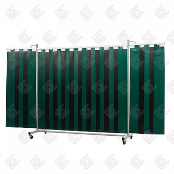 Защитный сварочный экран Robusto Triptych "GREEN-6" 355х210см с зеленой полосой 300x2мм